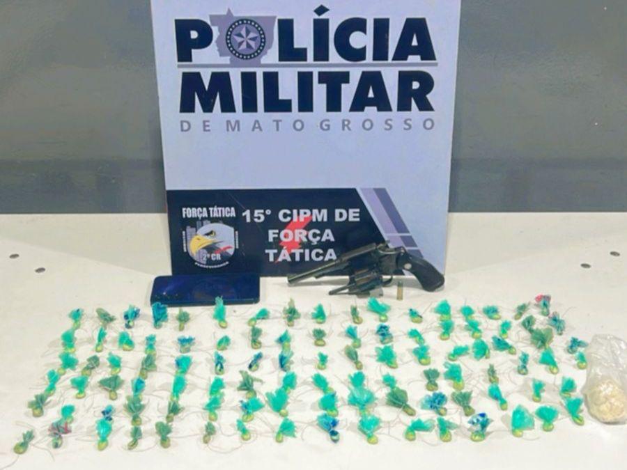 Força Tática apreende adolescente com arma de fogo e 100 porções de pasta base - 
